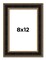 8x12 Ornate Brown Picture Frame - UV Acrylic, Foam Board Backing, Hanging Hardware